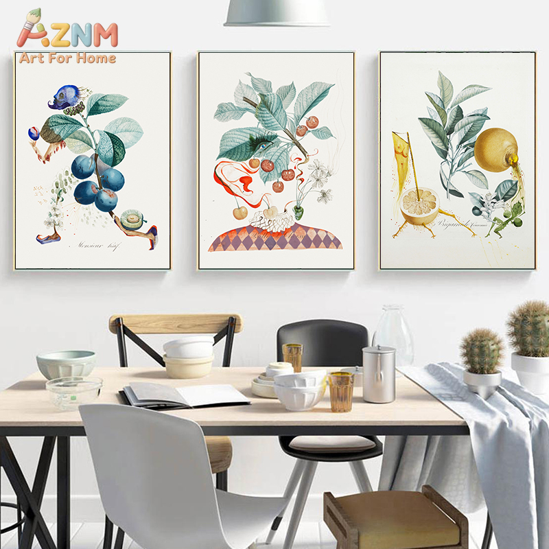 Vintage Collectible Toys - AZNM Surreal Botanical Fruit Figure Canvas