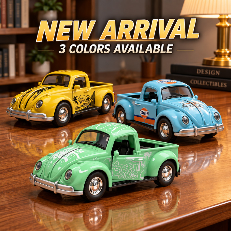 Vintage Collectible & Vintage Dolls - NEW 1:36 Vintage Beetle-Style Pickup Truck