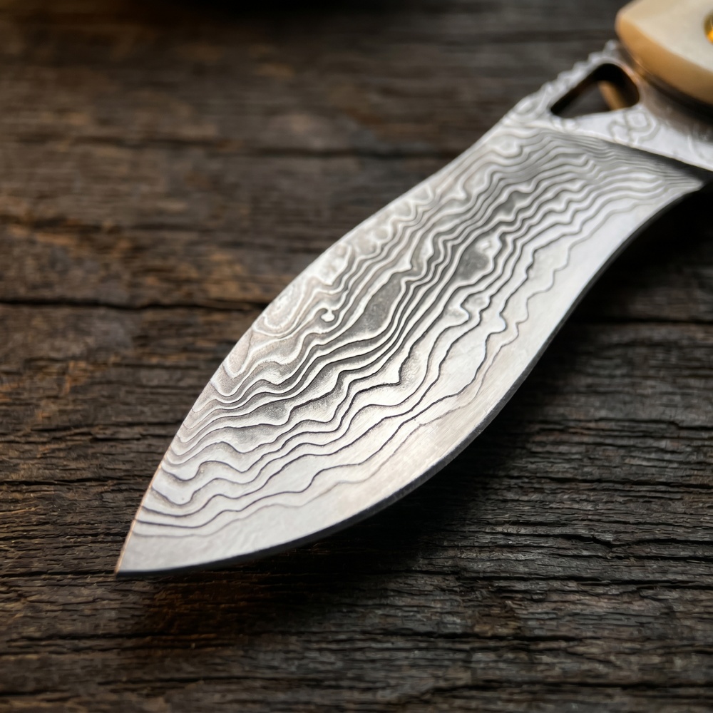 Vintage Damascu Steel Small Fo - Vintage Collectible Pocket Knives review and price