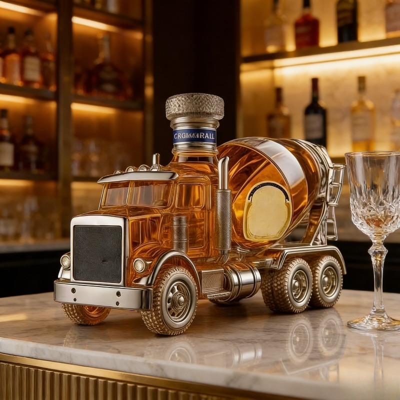 Vintage Truck Design Glass Whi - Vintage Collectible Liquor Bottles review and price